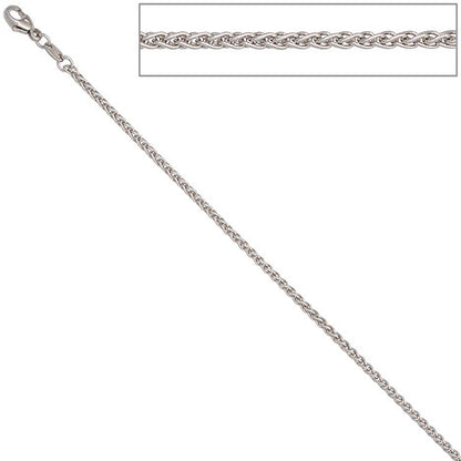 Zopfkette 585 Weißgold 1 8 mm 42 cm Gold Kette Halskette Weißgoldkette Karabiner