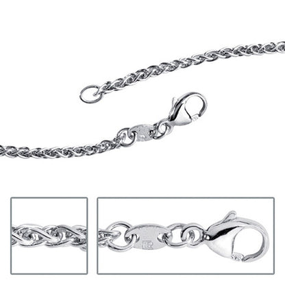 Zopfkette 925 Sterling Silber 2 2 mm 45 cm Halskette Kette Silberkette Karabiner