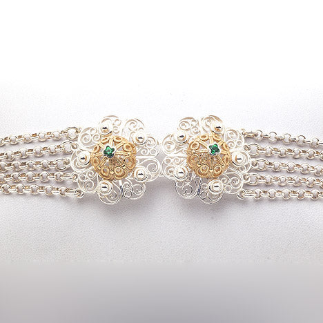 Schliesse Tracht 925 Silber Flor grün