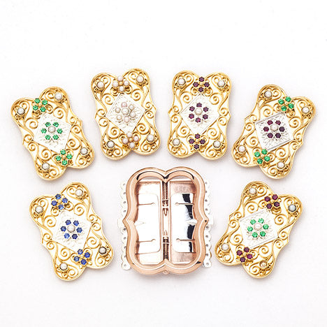 Schliesse gross Tracht 925 Silber blau