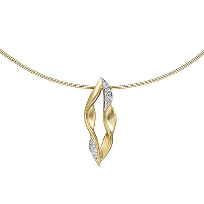Anhänger 585 Gold Gelbgold teil matt 32 Diamanten Brillanten Goldanhänger