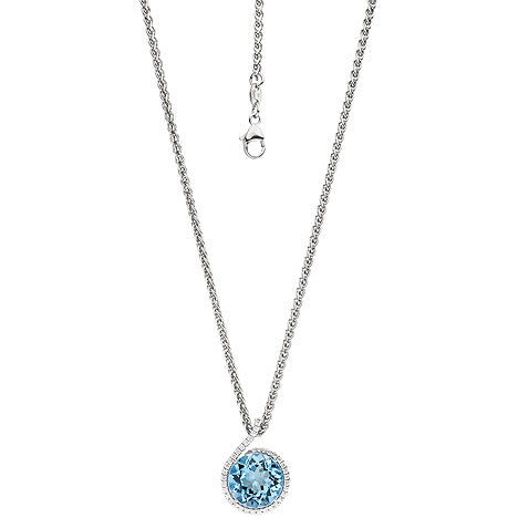 Anhänger 585 Gold Weißgold 37 Diamanten Brillanten 1 Blautopas hellblau blau