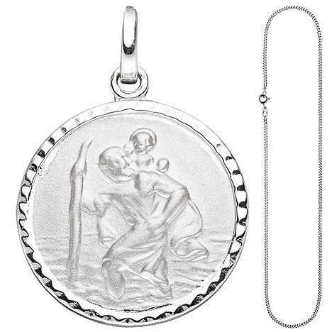 Anhänger Schutzpatron Christopherus 925 Sterling Silber mit Kette 50 cm