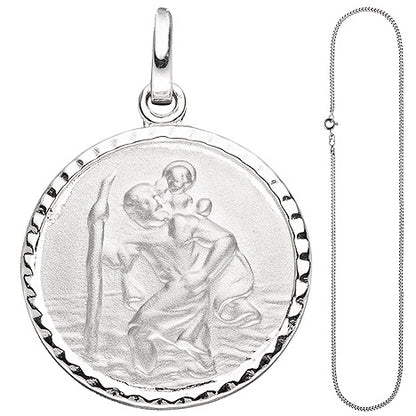 Anhänger Schutzpatron Christopherus 925 Sterling Silber mit Kette 50 cm