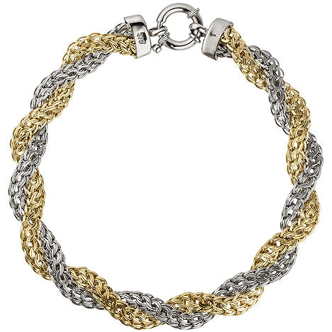 Armband 375 Gold Weißgold Gelbgold bicolor diamantiert 21 cm Goldarmband