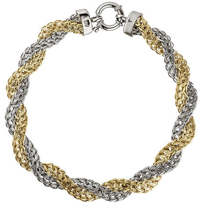 Armband 375 Gold Weißgold Gelbgold bicolor diamantiert 21 cm Goldarmband