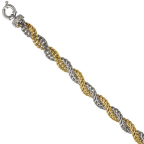 Armband 375 Gold Weißgold Gelbgold bicolor diamantiert 21 cm Goldarmband