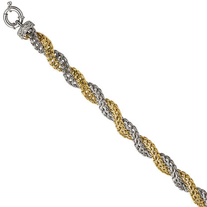 Armband 375 Gold Weißgold Gelbgold bicolor diamantiert 21 cm Goldarmband