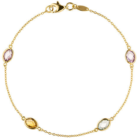 Armband 585 Gold Gelbgold 2 Amethyste 1 Citrin 1 Blautopas Goldarmband