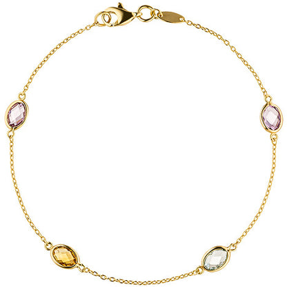 Armband 585 Gold Gelbgold 2 Amethyste 1 Citrin 1 Blautopas Goldarmband