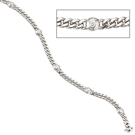 Armband 585 Gold Weißgold 6 Diamanten Brillanten 0 30ct. 19 cm Weißgoldarmband