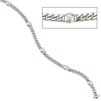 Armband 585 Gold Weißgold 6 Diamanten Brillanten 0 30ct. 19 cm Weißgoldarmband