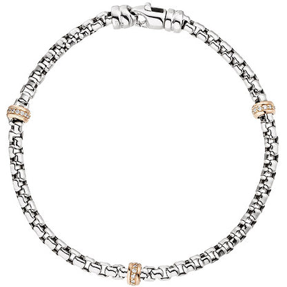 Armband 585 Gold Weißgold Rotgold bicolor 39 Diamanten Brillanten 19 cm