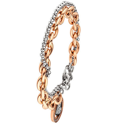 Armband Herz 2-reihig Edelstahl rotgold farben beschichtet 29 Zirkonia 21 cm