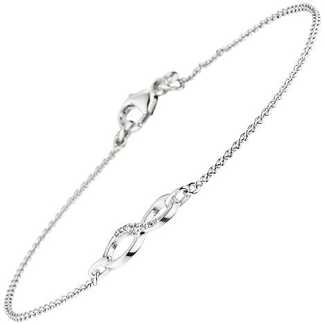 Armband Unendlichkeit 925 Sterling Silber 7 Zirkonia 19 5 cm Silberarmband