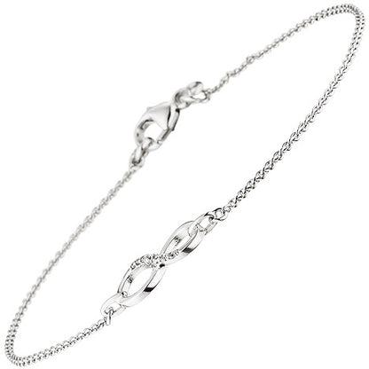 Armband Unendlichkeit 925 Sterling Silber 7 Zirkonia 19 5 cm Silberarmband