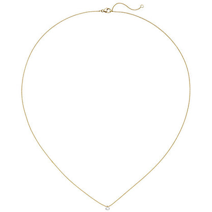 Collier 750 Gold Gelbgold 1 Diamant Brillant 45 cm