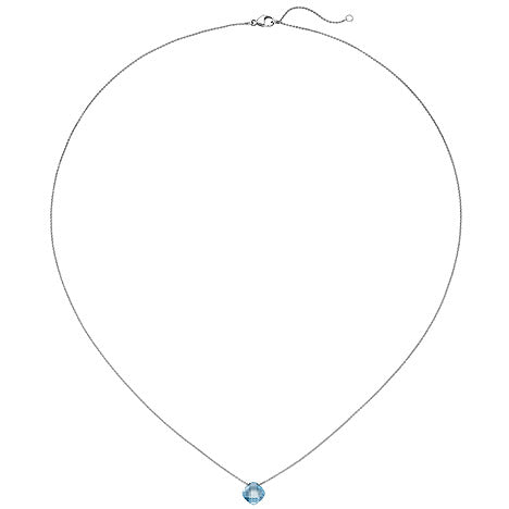 Collier 750 Gold Weißgold 1 Blautopas hellblau blau 45 cm Goldkette