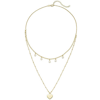 Collier gold vergoldet 925 Silber 5 Zirkonia 43 cm Silberkette Karabiner