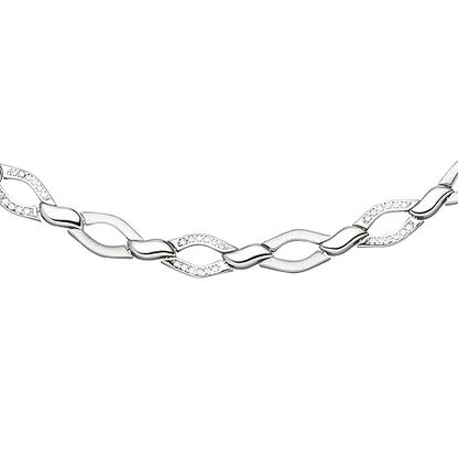 Collier Halskette 925 Silber 144 Zirkonia 45 cm Kette Silberkette