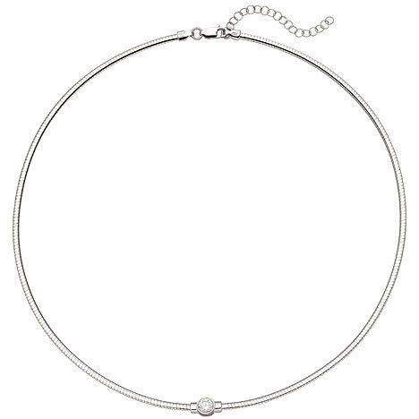 Collier Halskette 925 Sterling Silber 1 Zirkonia 46 cm Kette
