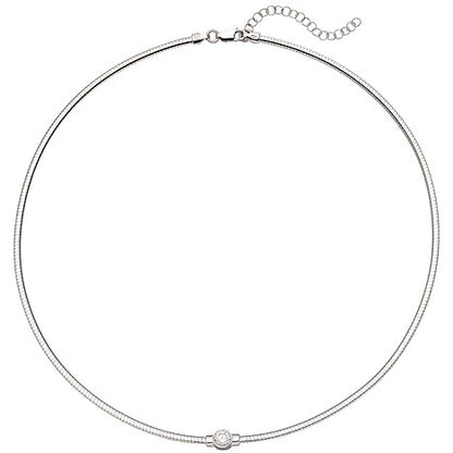 Collier Halskette 925 Sterling Silber 1 Zirkonia 46 cm Kette