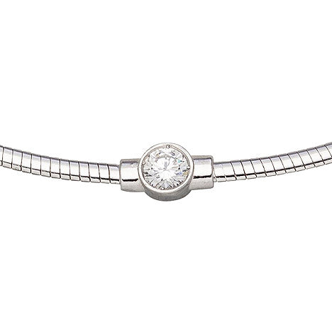 Collier Halskette 925 Sterling Silber 1 Zirkonia 46 cm Kette