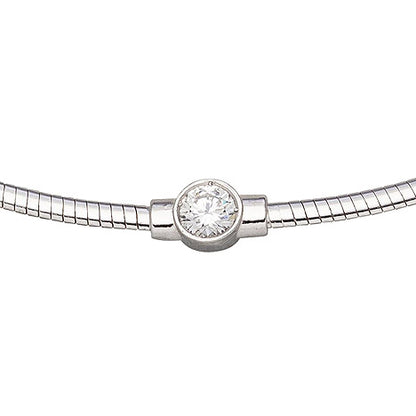 Collier Halskette 925 Sterling Silber 1 Zirkonia 46 cm Kette