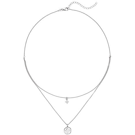 Collier Halskette 925 Sterling Silber 5 Zirkonia 44 cm