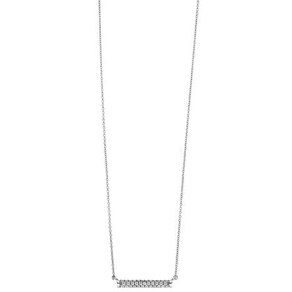 Collier Halskette 925 Sterling Silber mit 35 Zirkonia 45 cm Kette Silberkette