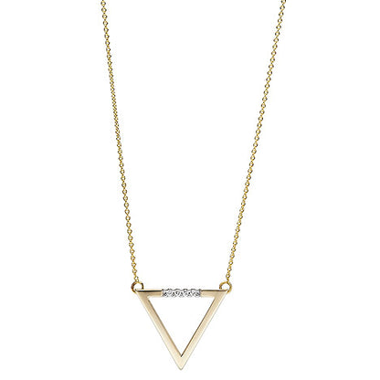 Collier Halskette Dreieck 585 Gold Gelbgold 5 Diamanten Brillanten 42 cm Kette