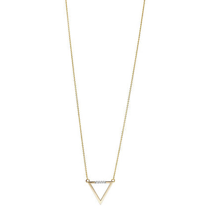 Collier Halskette Dreieck 585 Gold Gelbgold 5 Diamanten Brillanten 42 cm Kette