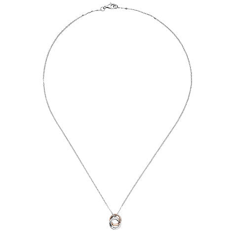 Collier Kette mit Anhänger 375 Gold Weißgold Rotgold bicolor 45 cm Halskette