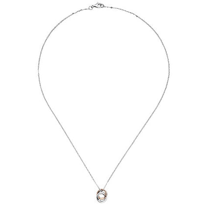 Collier Kette mit Anhänger 375 Gold Weißgold Rotgold bicolor 45 cm Halskette