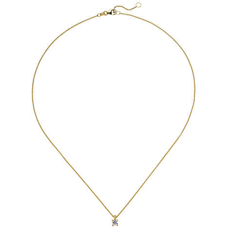 Collier Kette mit Anhänger 585 Gold Gelbgold 1 Diamant Brillant 0 15 ct. 45 cm