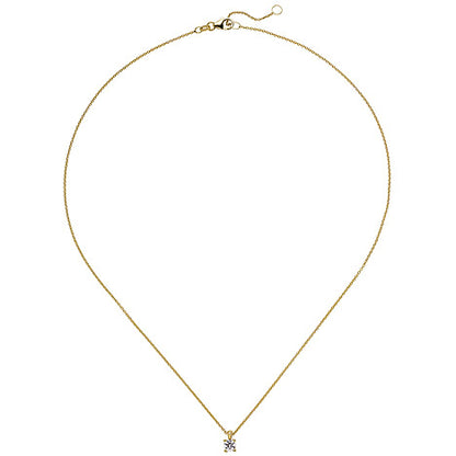 Collier Kette mit Anhänger 585 Gold Gelbgold 1 Diamant Brillant 0 15 ct. 45 cm