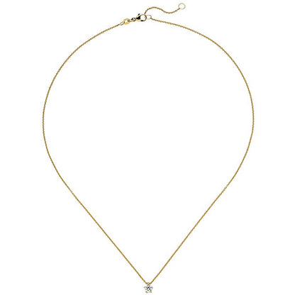 Collier Kette mit Anhänger 585 Gold Gelbgold 1 Diamant Brillant 0 15 ct. 45 cm