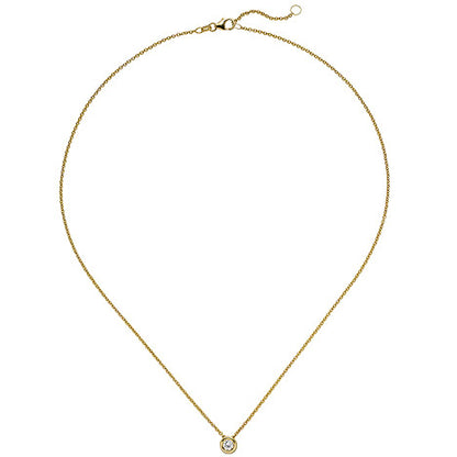 Collier Kette mit Anhänger 585 Gold Gelbgold 1 Diamant Brillant 0 25 ct. 45 cm