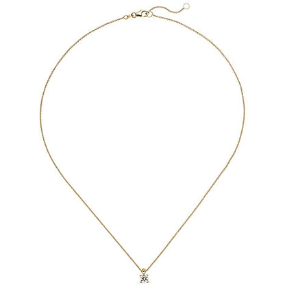 Collier Kette mit Anhänger 585 Gold Gelbgold 1 Diamant Brillant 0 50 ct. 45 cm