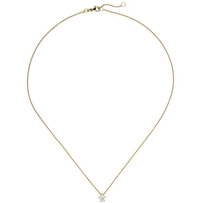 Collier Kette mit Anhänger 585 Gold Gelbgold 1 Diamant Brillant 0 70 ct. 45 cm