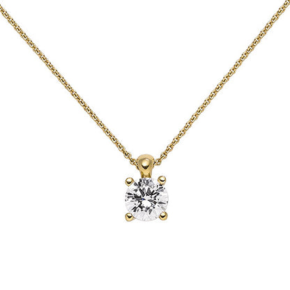 Collier Kette mit Anhänger 585 Gold Gelbgold 1 Diamant Brillant 1 0 ct. 45 cm