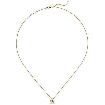 Collier Kette mit Anhänger 585 Gold Gelbgold 1 Diamant Brillant 1 0 ct. 45 cm