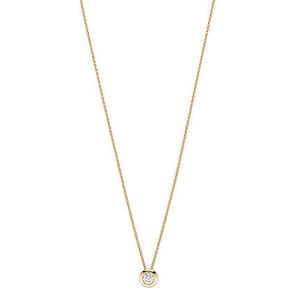 Collier Kette mit Anhänger 585 Gold Gelbgold 1 Diamant Brillant 45 cm