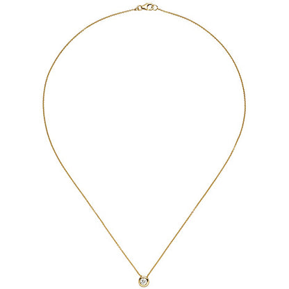 Collier Kette mit Anhänger 585 Gold Gelbgold 1 Diamant Brillant 45 cm