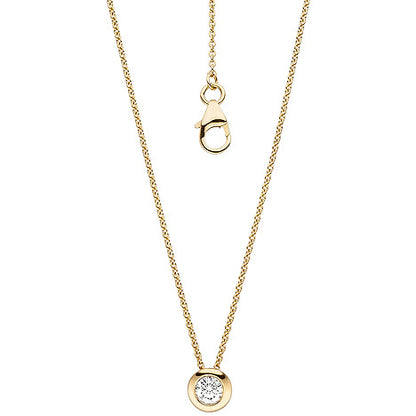 Collier Kette mit Anhänger 585 Gold Gelbgold 1 Diamant Brillant 45 cm