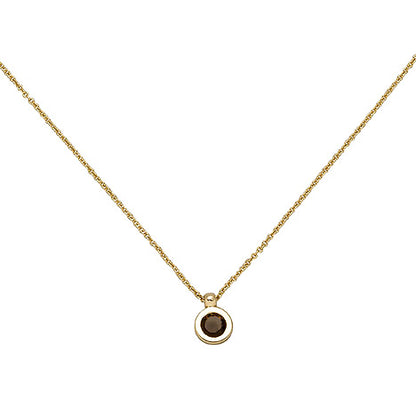 Collier Kette mit Anhänger 585 Gold Gelbgold 1 Rauchquarz 45 cm Halskette