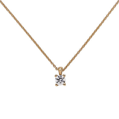 Collier Kette mit Anhänger 585 Gold Rotgold 1 Diamant Brillant 0 15 ct. 45 cm