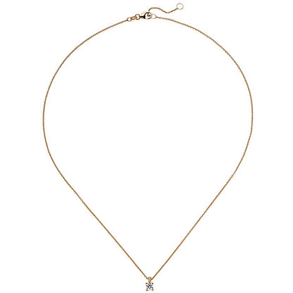 Collier Kette mit Anhänger 585 Gold Rotgold 1 Diamant Brillant 0 15 ct. 45 cm