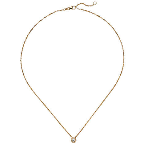 Collier Kette mit Anhänger 585 Gold Rotgold 1 Diamant Brillant 0 15 ct. 45 cm