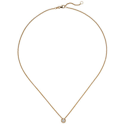 Collier Kette mit Anhänger 585 Gold Rotgold 1 Diamant Brillant 0 15 ct. 45 cm
